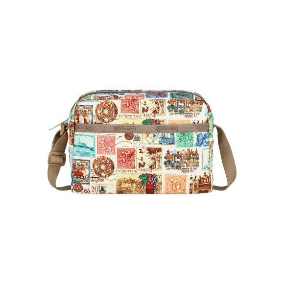 Daniella Crossbody Bag Postage Print Brown UwU - Picture 1 of 4